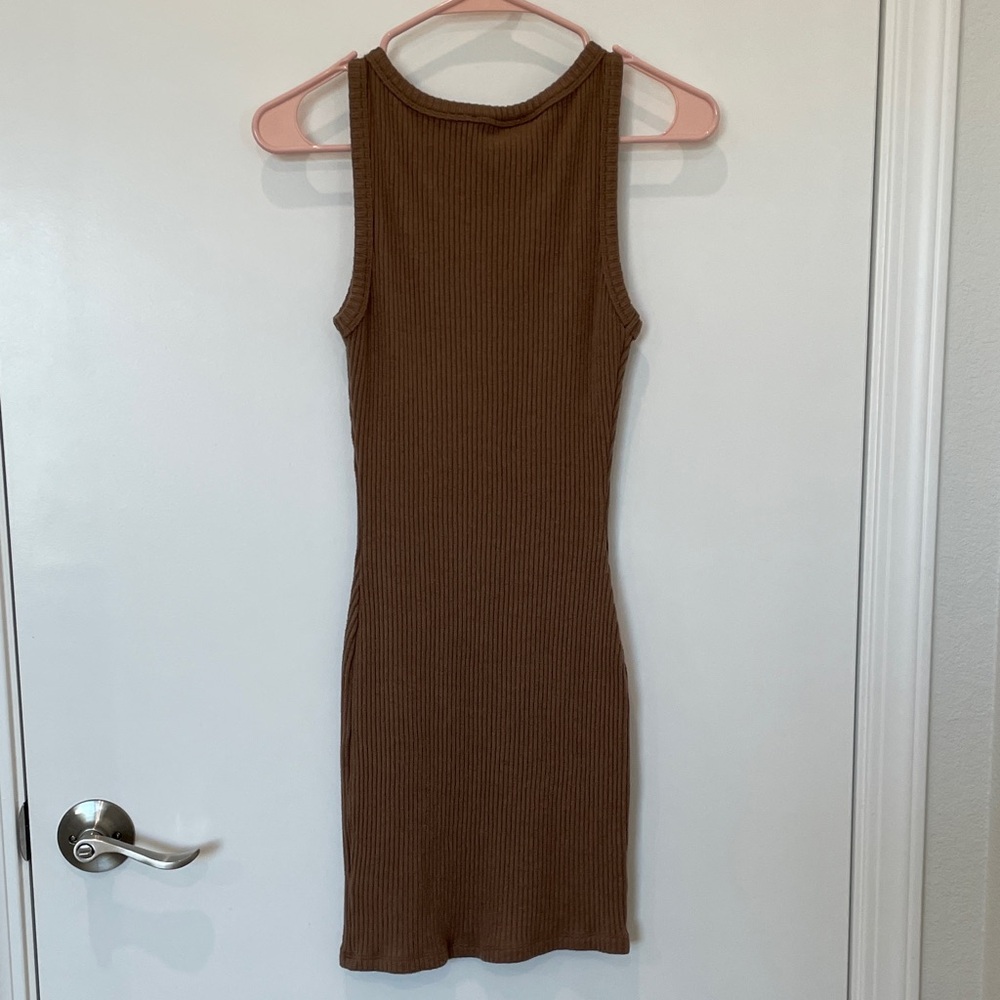 Lulu's Tan Ribbed Mini Dress - Picture 4 of 6